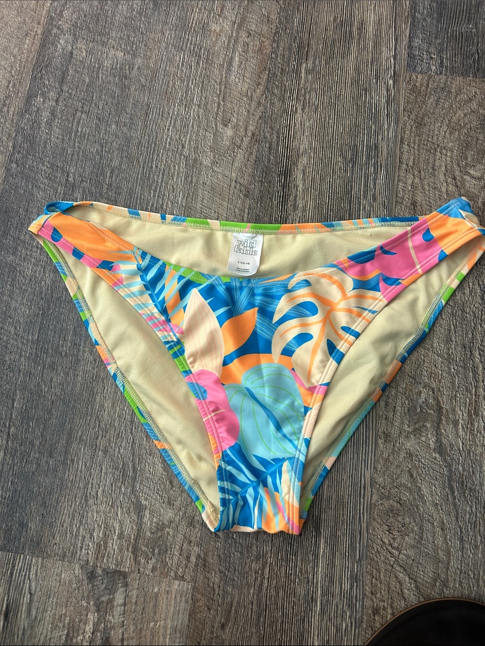 wild fable Blue Tropical Print Bikini Bottoms with Orange & Pink Accents